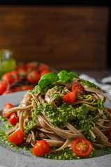 Pasta with basil pesto and parmesan