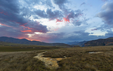 Fototapeta premium Sunset coloured clouds