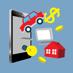 Mobile marketing and online shopping, business concept