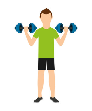 man lifting weights isolated icon design