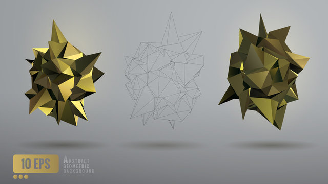 Low poly abstract  golden geometric shape