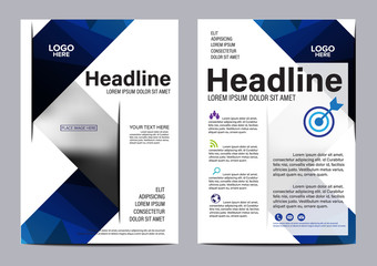 Blue Geometric Brochure layout magazine flyer modern design template. Annual Report Leaflet cover Presentation background. Vector illustration in A4 size