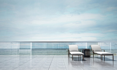New 3D rendering sea view living space