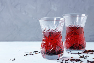 Glasses of hibiscus tea 