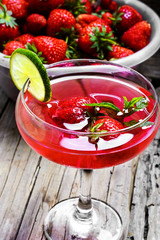 Mojito with lime and strawberry