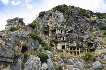 Naklejka premium Famous rock-cut Lycian tombs in Myra (Demre), Turkey