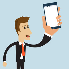 Businessman holding smartphone