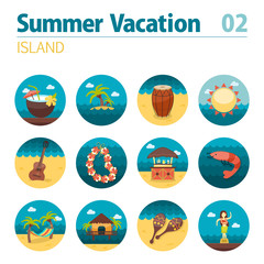 Island beach icon set. Summer. Vacation