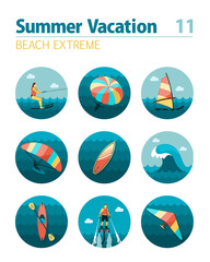 Naklejka premium Extreme Water Sport icon set. Summer. Vacation