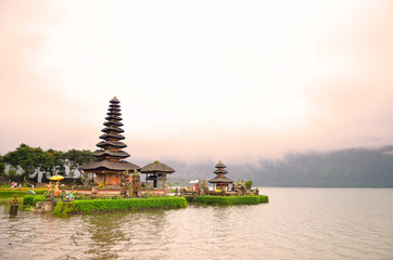 Pura Ulun Danu Bratan, Hindu temple on Bratan lake, Bali, Indonesia..