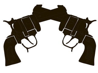 Black & White Crossed Gun Vectors
