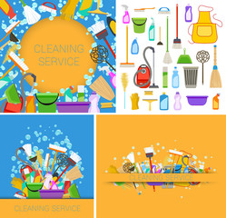 set of cleaning service backgrounds. vector