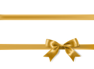 golden bow decoration on white. vector