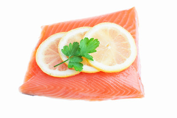 Salmon meat isolated on white