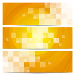  Set of orange banners.