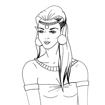 Doodle portrait of an elven princess