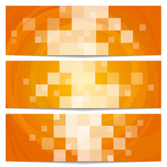 Set of orange banners.