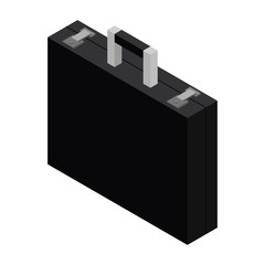isometric view of black briefcase on a white background