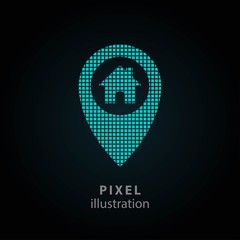 Map pin - pixel illustration.