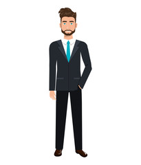Businessman with elegant suit and tie cartoon, vector illustration graphic.