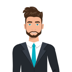 Businessman with elegant suit and tie cartoon, vector illustration graphic.