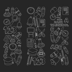 Vector doodle set of education symbols Back to school