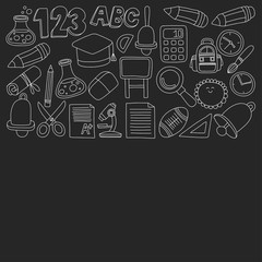 Vector doodle set of education symbols Back to school