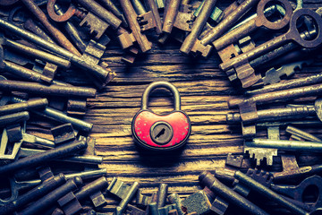 Closeup of aged keys and locks © shaiith