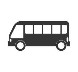 Bus icon in black and white colors, transport service theme design, vector illustration icon.