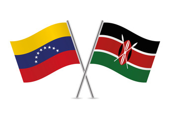 Venezuelan and Kenyan flags. Vector illustration.