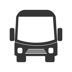 Bus icon in black and white colors, transport service theme design, vector illustration icon.