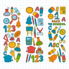 Vector doodle set of education symbols Back to school