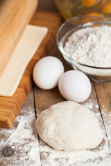 Cooking baking. Flour and dough. Delicious. Festive table.