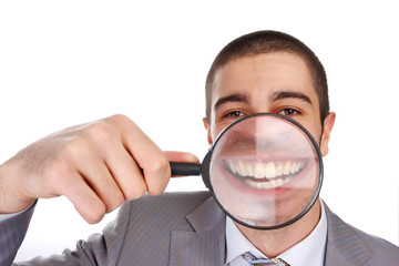 Fototapeta na wymiar man with magnifying glass