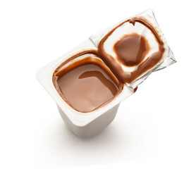 Open yogurt in pot