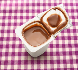 Open yogurt in pot