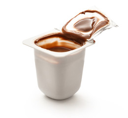 Open yogurt in pot