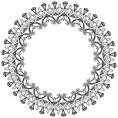 Black and white round lace frame.