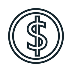 Money and business black and white isolated icon, vector illustration graphic.