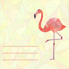 Card template with polygonal flamingo.