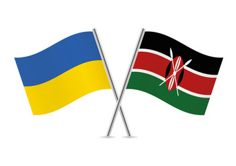 Ukrainian and Kenyan flags. Vector illustration.