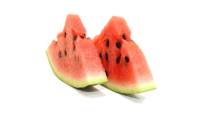 Isolated slices of Watermelon.