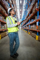 Female worker looking up