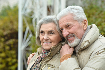 Senior couple in autumn park