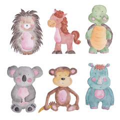Animals Watercolor Hand-painted Illustrations set