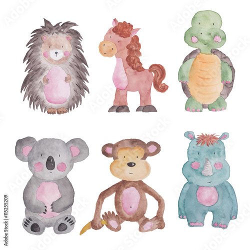 Animals Watercolor Hand-painted Illustrations set