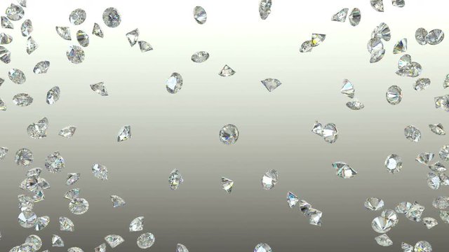 Diamonds scattering or flying away over studio light background with Alpha 4K