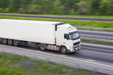 truck moves on highway