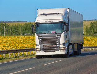 truck goes on highway