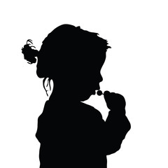 child with lollipop sweet art silhouette illustration